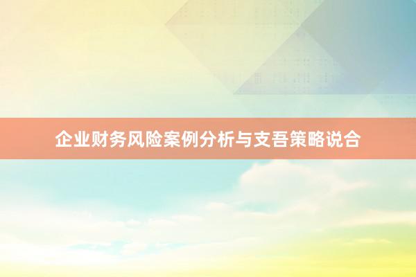 企业财务风险案例分析与支吾策略说合